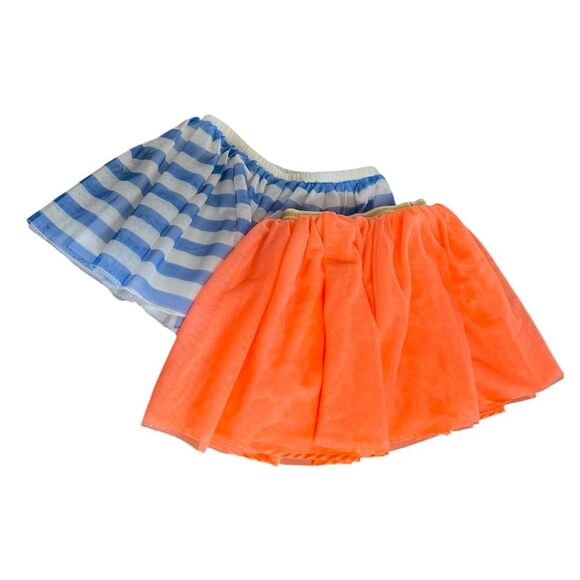 Girls H&M Neon Orange Skirt w/ Gold Striped Waste and Tulle Tutu Skirt Size 6 - Picture 1 of 12